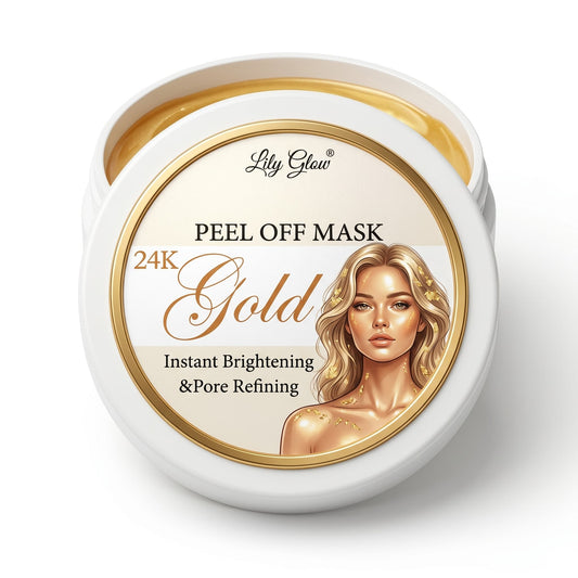 Lily Glow 24K Gold Peel Off Mask packaging on a white background